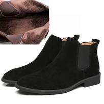 Madingi Retro Vyriški Plataus Leistumo Suede Chelsea Batai Britiško Stiliaus Ankle Boots Rudens Žiemos Laisvalaikio Batai Madingi Patogūs Įslystami Batai 35