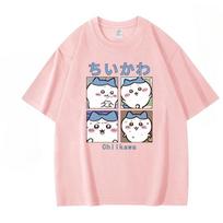 Chiikawa linksmas mielas keturių personažų raštas T-shirt vasarinis kasdienis trendas 100% medvilnės T-shirt madingas patogus laisvas vyriškas T-shirt M