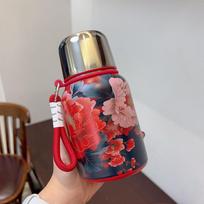 Elegantiškas Kinijos Retro Gėlių Izoliuotas Nerūdijančio Plieno Vandens Butelis Moterims Cup Only