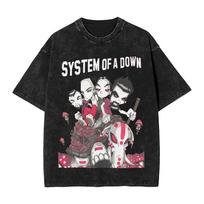 Vyriški marškinėliai SOAD System Of A Down Rokas Muzika Skalbti Marškinėliai Paplūdimio Marškinėliai Y2K Pagrindiniai Spausdinti Laisvalaikio Viršutiniai Drabužiai S