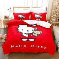 Kalėdiniai patalynės komplektai Antklodė Hello Kitty Kawaii Australija /Europa/JAV Pilnas Karalienės Karaliaus Dydis Antklodė Užvalkalas Pagalvės užvalkalai GS 135x200 CM (2pcs)