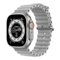 Apple Ocean Strap for iWatch 9/10 and Series 8/7/6 Bands 42/44/45/49mm for Series 1-9 pilka spalva