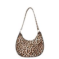 Trendy Leopard Print Crescent Crossbody Bag - Fashionable Women's Shoulder Bag chaki