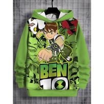 Ben 10 3D spausdinimo visų sezonų vaikiškas laisvalaikio džemperis su gobtuvu, šaunūs megztiniai, unisex drabužiai, berniukų, mergaičių gobtuvai 110