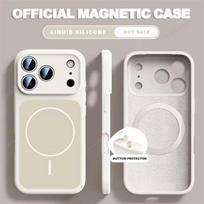 Skysto silikono magnetinis telefono dėklas, skirtas iPhone 17 16 15 Pro Max 17 Pro Max, Magsafe apsauginis dangtelis iPhone 17 Pro Max balta