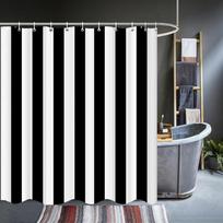 Šiuolaikinės juodos baltos dryžuotos geometrijos dušo užuolaidos, vandeniui atsparios vonios užuolaidos 3D su kabliukais, asmenybės, skalbiamas audinys W90xH180cm