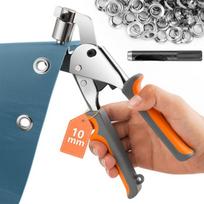 10 mm metalinių prakiurų rankinis presas įrankių rinkinys batams Silver Eyelet 100 Sets + Black Punch