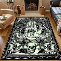 Individualizuotas tamsios palmių akių rašto kilimas miegamajam, svetainei, lovos šonui, sofos grindų kilimėlis, modernus namų dekoras, erdvės kilimas 40x60cm (16x24in) black