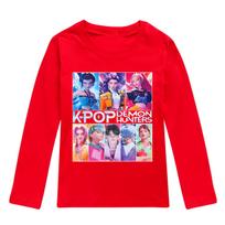 KPop Demonų Medžiotojai Marškinėliai Vaikams Stilingi Madingi Animaciniai Atsitiktiniai Drabužiai Jaunimui Mergaitėms Laisvi Apvalios Kaklo Marškinėliai Berniukams Ilgomis Rankovėmis Viršutiniai Drabužiai 110