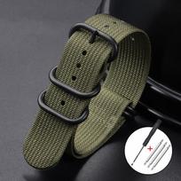 Briaunota Nailoninė Laikrodžio Apyrankė Nailoninė Laikrodžio Juosta 18mm 20mm 22mm 24mm Laikrodžio Apyrankė Seiko Karinio Stiliaus Kilpos Laikrodžio Juosta Juoda Sagtelė Apyrankės 18mm žalia
