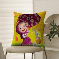 Cute Cartoon M-Masha And Bears-S Pillow Case Comfort Sofa Bed Silky elegant Invisible zipper Decorative cushion cover 12x12Inch