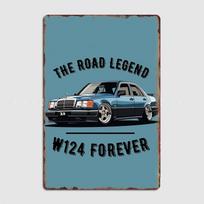 Namų dekoratyvinis paveikslas Metalinis plakatas Vidaus patalpų prabangus automobilis Vokiškas automobilis W124 E klasės Klasikinis stilius Retro ženklas Kambario sienų dekoras 20x30cm（7.8x11.8inch）