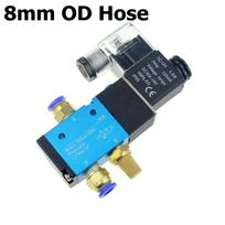 3 krypčių 2 padėčių 12V 24V 220V pneumatinis oro solenoidinis vožtuvas elektrinis valdymas dujų magnetinis vožtuvas 10mm 6mm 8mm žarnos jungtis DC 12V
