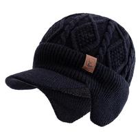 Unisex žieminė kepurė su pliušiniu kailiu, šilta su ausų atvartais, stilinga minkšta kepurė-beanie, lauko, storas slidinėjimo sporto megztas kepurė juoda