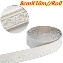 10 m/ritinėlis 3D sienų apdailos linijos grindjuostės kraštas lipnus vandeniui atsparus grindjuosčių tapetas grindjuostėms, luboms, veidrodžiams 8cm X 10m balta