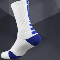 Super Elite vyrų medvilninės krepšinio ilgos kojinės komandos Darbas vaikščiojimas pėsčiomis sportinės kojinės sportinės vyriškos juokingos dviračių važinėjimo pagalvėlės kilpinis amortizatorius middle cut mėlyna/balta