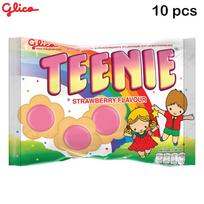 Glico Teenie braškių skonio, biskvitas su braškių skonio konditeriniu gaminiu, 45 g x 10 vnt. / 20 vnt. / 30 vnt. - tailandietiškas užkandis 45 g x 10 pcs