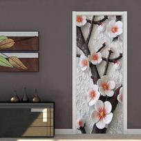 3D gėlių durų freskos lipdukai Modernus paprastas gyvenamasis kambarys miegamasis Nuimamas durų sieninis lipdukas namų dekoravimui 50x125cm