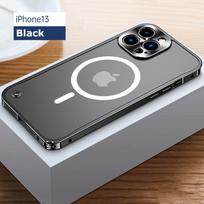 Prabangūs aliuminio lydinio MacSafe telefono dėklai, skirti iPhone 14 14 pro 13 12 11 pro max MINi magnetinis dangtelis iphone 14 juoda