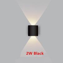 IP65 LED sieninis šviestuvas lauko vandeniui atsparus sodo apšvietimas aliuminis AC86-265 vidaus miegamojo gyvenamojo kambario laiptai sieninis šviestuvas HMKH YSXX 2W/warm light juoda