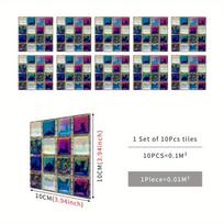 10 vnt mozaikinių plytelių lipdukas vandeniui atsparus lipnus sienų dekoras virtuvei ir vonios kambariui – alyvai atsparus sienos lipdukas 10X10cmX10Pcs