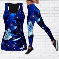 „Blue Dream Butterfly Print“ jogos apranga moterims Madinga treniruotė Antblauzdžiai Fitnesas Sportas Laisvalaikio jogos kelnės XS mėlyna