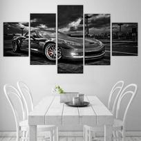 HD Spausdinti 5 Panelės Moduliniai Paveikslai Corvette Automobilio Plakatas Tapyba Ant Drobės Sienos Menas Rėmas Namų Dekoratyvinis Kambario Dekoras 20x35cm*2  20x45cm*2  20x55cm*1 gray