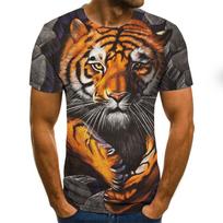 Vasariniai vyriški marškinėliai 3D spausdinimu marškinėliai Tiger Lion Laisvi apvaliu kaklu trumpomis rankovėmis viršutiniai drabužiai vyrams 2XL