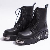 6CM Punk Style Platform Moteriški Kulkšnies Batai Moteriški Motociklo Batai Madingi Moteriški Stambūs batai Metalo Decor Juodi 40 juoda