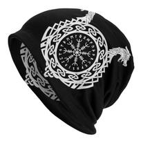 Viking Rune Norse Symbol Slouchy Beanie Hat Unisex Women Unisex Vikings Compass Fashion Knit Skullies Beanies Cap for Winter Ski Skullies Beanie Hat