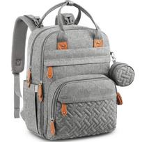 „Baby Essentials“ kelioninis krepšys – daugiafunkcis vandeniui atsparus sauskelnių krepšys, „Travel Essentials“ kūdikio krepšys su persirengimo įklotu, vežimėlio dirželiais ir čiulptuko dėklu 1set šviesiai pilka spalva