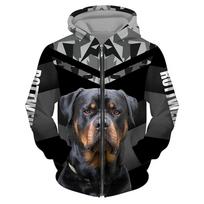Pavasario rudens Protingas Rotveilerio šuo 3D spausdinimas Hoodie Vyriški Retro Užtrauktuku Laisvi Striukės Paltai Harajuku Streetwear Megztinis su gobtuvu S