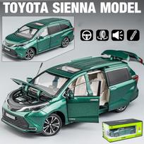 1/24 Scale Sienna MPV Diecast automobilių modelio žaislas, atgal patraukiama žaislinė transporto priemonė su garsu ir šviesa vaikams, mažiems berniukams, mergaitėms, dovanų kolekcija 1/24- 21x8x7.4 cm žalia