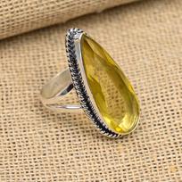 Beautiful Citrine Gemstone Handmade 925 Sterling Silver Ring Jewelry 10.5