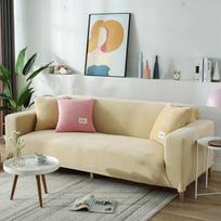 Aksominis audinys sofos užvalkalas Elastingas sofos užvalkalas sofos užvalkalas L formos sekcijiniai sofos užvalkalai namams 1 Pillowcase kreminė
