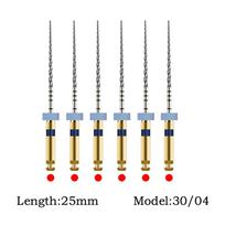 Dantų dildė šaknies kanalo kūginė Endodontinė dildė auksinė karščio aktyvuota rotacinė dildė Lanksčios odontologo medžiagos SOCO 25mm 30 04 geltona