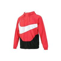 Nike Sportswear Swoosh Spalvų Blokų Didelio Logotipo Spaudinio Gobtuvu Austa Striukė Vyriška Viršutinė Apranga Raudona DD5968-657 S