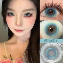 2vnt spalvoti kontaktiniai lęšiai Metiniai mėlynai žalia Dia:14,5 mm trumparegystės lęšiai receptiniai minkšti lęšiai akių makiažas Cosplay kontaktinis lęšis Big Doll Eye 0.00 mėlyna