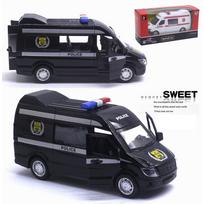 1/32 Metalinis sunkvežimis WGT automobilis Mercedes Benz Sprinter: Ugniagesių automobilio šviesa ir garsas 1/32-Size:14.5*5*7cm juoda