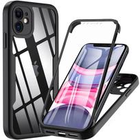 360 laipsnių dėklas iPhone 15 14 13 12 11 Pro Max 14 Plus XS MAX XR skaidrus dangtelis viso korpuso tvirtas su įmontuotu ekrano apsaugos stiklu For iPhone X
