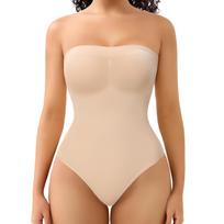 Be petnešėlių T formos Bodis Shapewear moterims Pilvo kontrolė Besiūlis be rankovių Kūno formuoklis Juosmens treniruoklis Liekninantys apatiniai Drabužiai figūrai formuoti Triko Topai L smėlis
