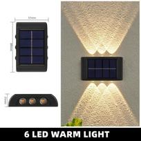 Saulės daugiafunkcis sieninis šviestuvas, atsparus vandeniui ir apsaugantis LED kiemo tvoros sodo dekoratyvinis šviestuvas 6LED-warm-1pc