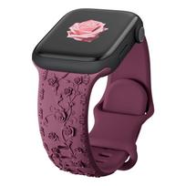 Gėlių raižyta apyrankė Apple Watch 40mm 44mm 41mm 49mm 45mm 38mm 42mm silikoninė apyrankė iwatch serija 9 7 se 6 8 ultra 2 42mm 44mm 45mm 49mm