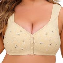 Moteriško apatinio trikotažo priekinė sagtis be plieninio žiedo marginimo plius dydžio liemenėlė 36/80 abrikosas