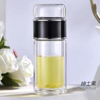 Arbatos vandens butelis aukšto borosilikatinio stiklo dvigubo sluoksnio arbatos vandens puodelio infuzinis stiklainis vandens butelis su arbatos filtru 0.5L juoda