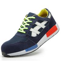 Vyrai Moteriški apsauginiai batai Plieniniai pirštai Darbo Batai Plokščia laisvalaikio apsauginė avalynė Sneaker Protect Statybinė sauga Vyriški darbo batai 35 mėlyna