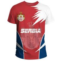 Serbijos vėliava Grafiški marškinėliai Madingi Serbijos nacionalinis herbas 3D marginti marškinėliai vyrams Gatvės apranga Sportiniai negabaritinių marškinėlių viršūnės 160 (13T-14T)