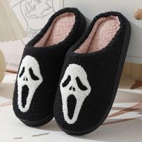 Halloween Skeleton Cartoon Warm Winter Cotton Slippers, Men and Women Lovers Models, Home Indoor Cotton Slippers 36-37