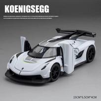 1:32 mastelio metalinis žaislas Koenigsegg Jesko superautomobilis, lydinio automobilio modelis, su garsu ir šviesa, atitraukiamas, vaikams, kolekcionuojamas, dovana balta