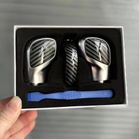 Chromuotas matinis su odine pavarų perjungimo rankenėlės šoniniu dangteliu DSG emblema, skirta VW Golf 6 7 R GTI Passat B7 B8 CC R20 Jetta MK6 juoda